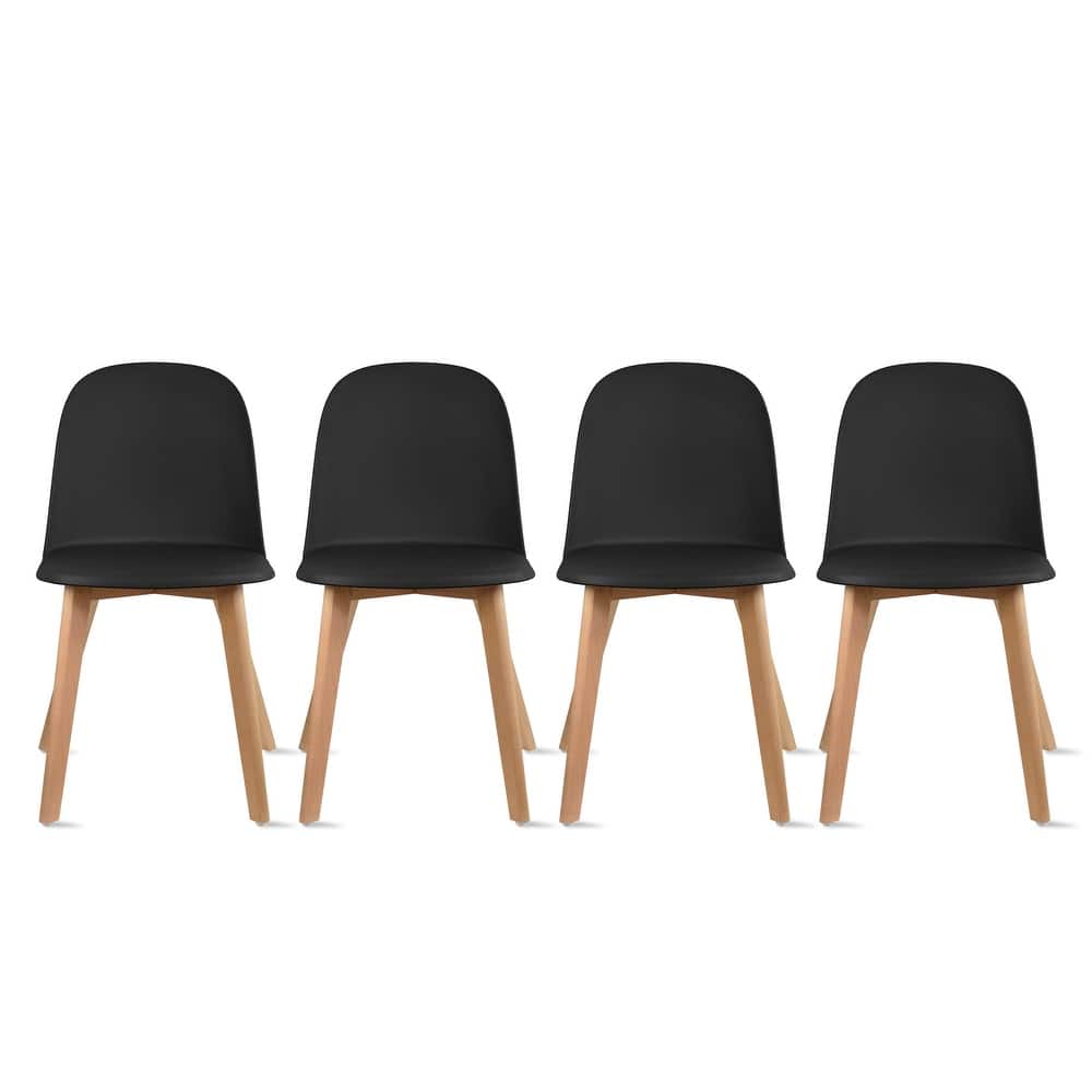 Set of 4 Plastic Dining Side Chair Wood For Event Kitchen Office Event Garden Patio Cafe