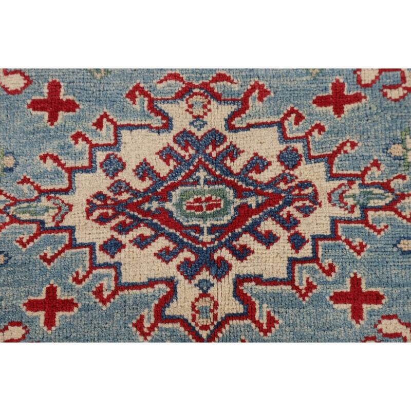 Light Blue Kazak Oriental Rug Handmade Wool Carpet - 5'0" x 6'6"