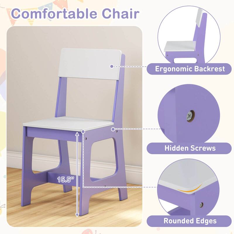 Costway Kids Study Desk and Chair Set Wooden Children Writing Table - See Details