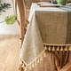 preview thumbnail 10 of 46, Enova Home 54"x 78" High Quality Rectangle Cotton and Linen Tablecloth with Tassels