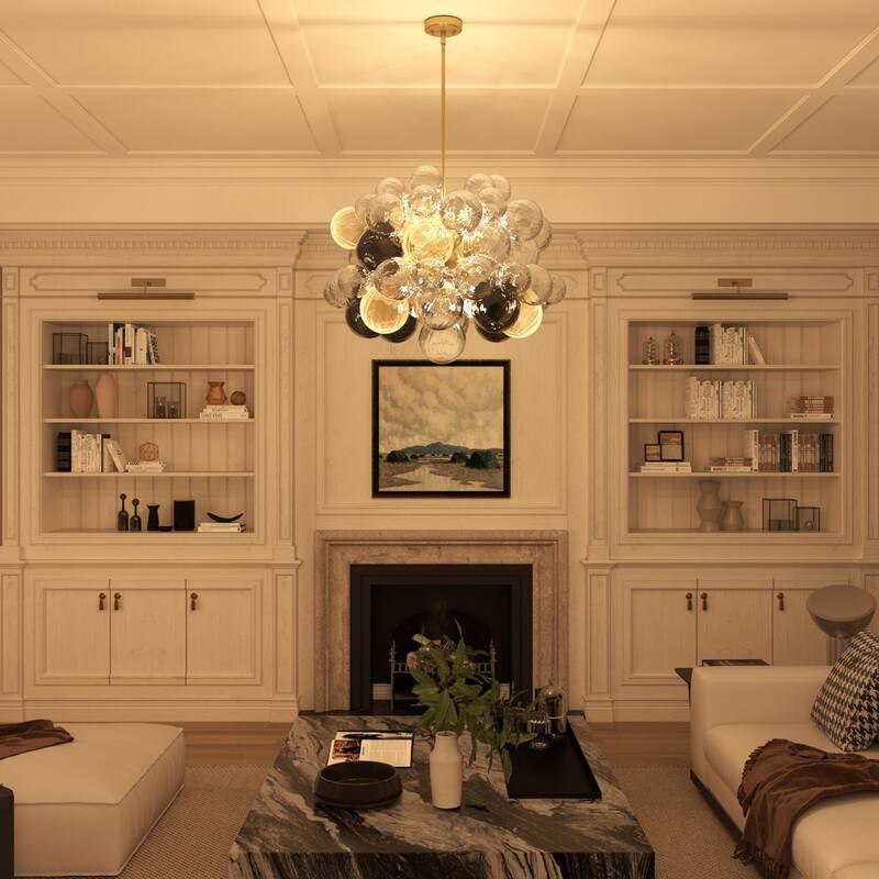 Acroma 8 - Light Modern Glass Bubble Chandelier Flush Mount Ceiling Light