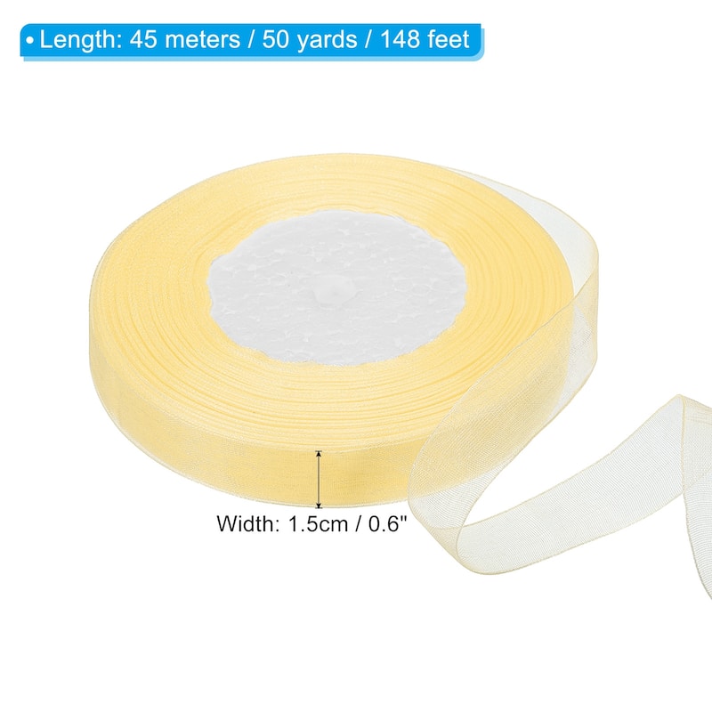0.6 Inch x 50 Yard Organza Ribbon, Gift Wrapping Ribbon for Bouquet - Beige