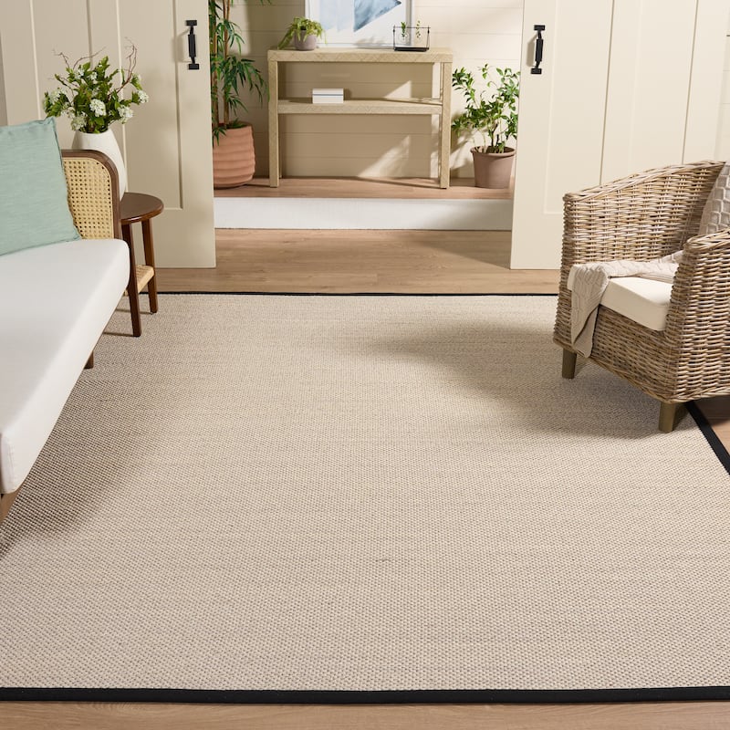 SAFAVIEH Natural Fiber Lorine Casual Border Sisal Rug - 6' x 9' - Marble/Black