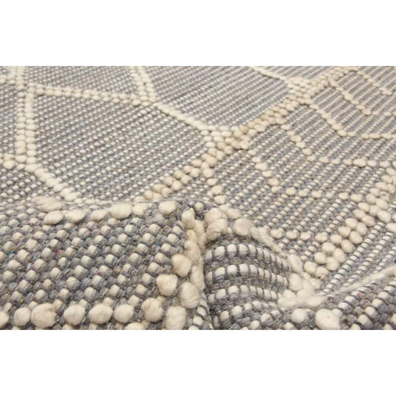 ECARPETGALLERY Braid weave Sienna Grey Wool Rug - 5'1 x 7'11