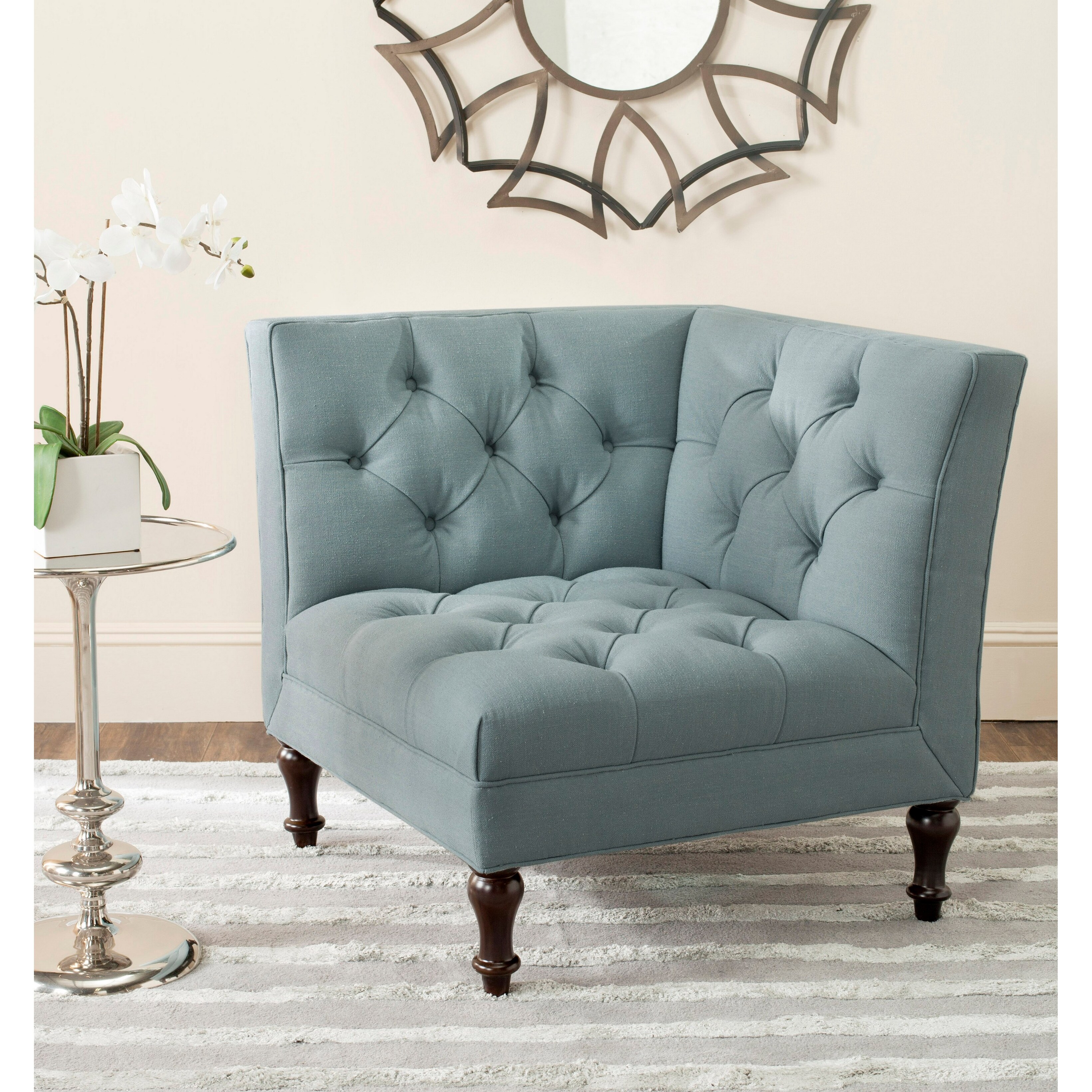 Shop Safavieh Jack Sky Blue Corner Chair 32 7 X 32 7 X 31 3 Overstock 9542205