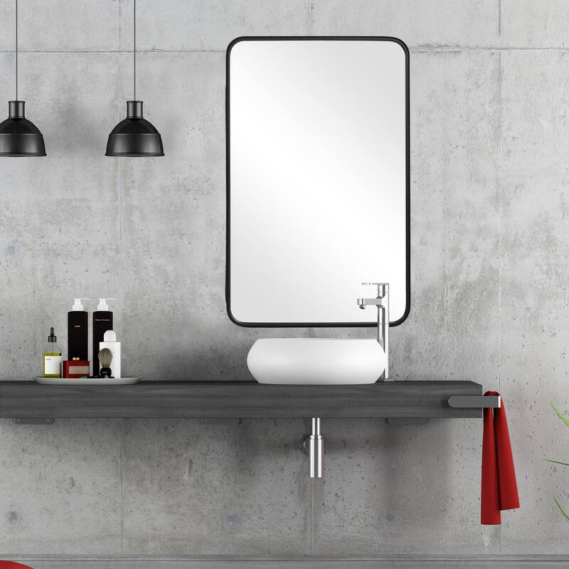 Copper Grove Satin Black Slim Framed Metal Wall Mirror