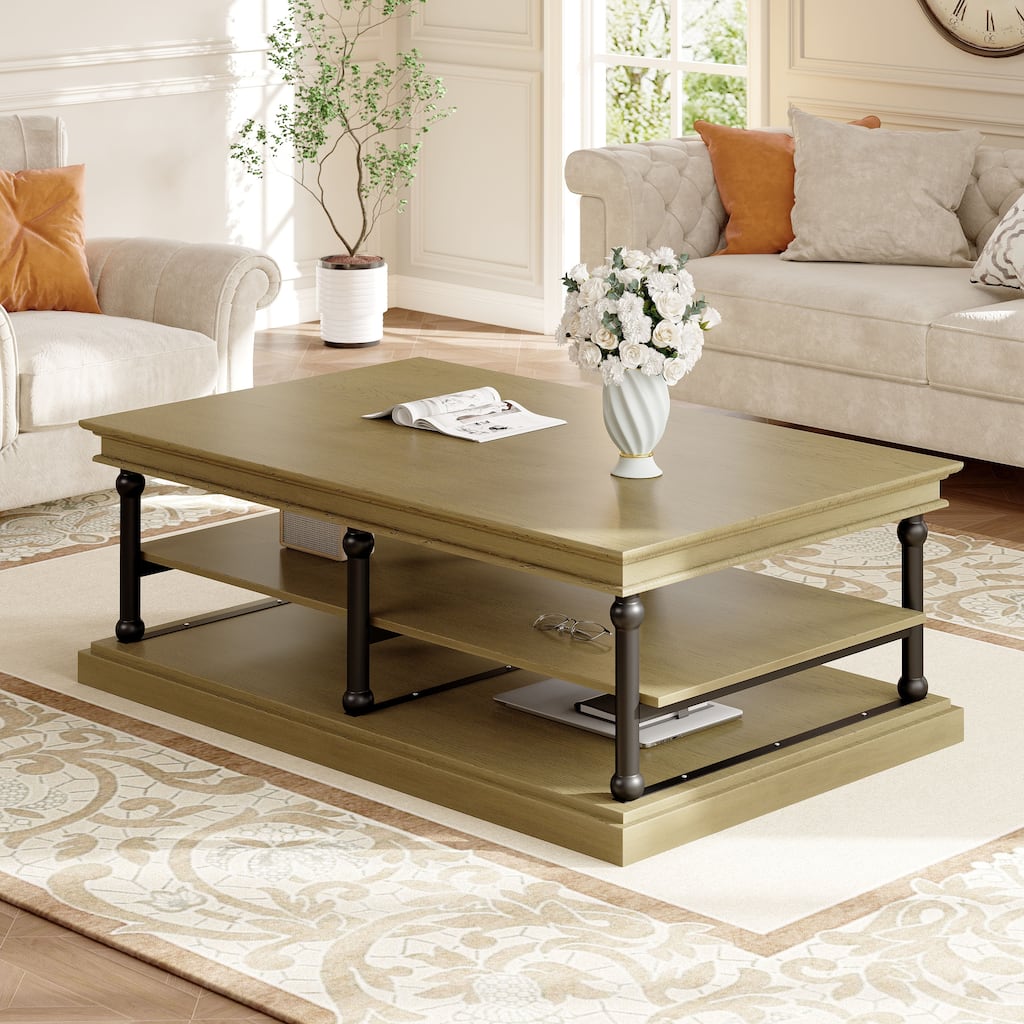 Christopher Knight Home-Thaddeus Rubberwood Coffee Table With Storage