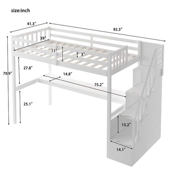 Multifunctional Twin Loft Bed with Desk