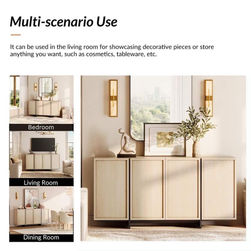 WAMPAT Modern TV Stand and Sideboard Buffet Cabinets Set of 2, Entertainment Center with Storage, Multifunctional Cabinet