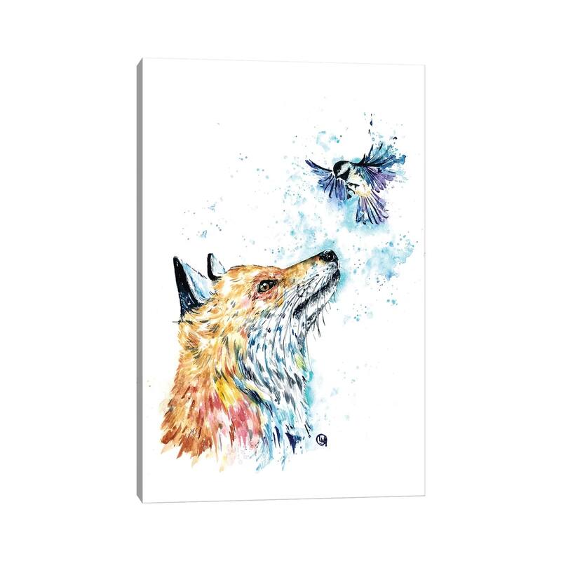 iCanvas "Fox and Chickadee" by Lisa Whitehouse Canvas Print