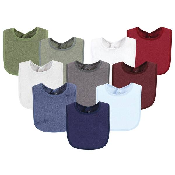 slide 1 of 1, Hudson Baby Infant Boy Drooler Bib with Waterproof Lining, Blue Burgundy, One Size - Blue Burgundy - One Size One Size - Blue Burgundy