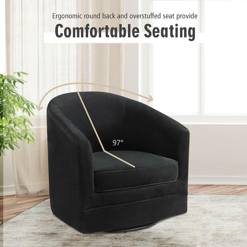 Gymax Set of 2 Modern Swivel Barrel Chair Velvet Accent Chair with - See details