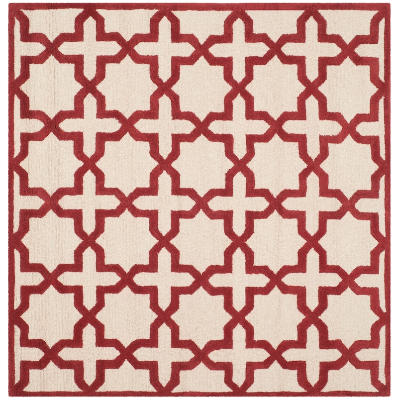 SAFAVIEH Handmade Cambridge Remedios Geometric Wool Rug - 6' Square - Ivory/Rust