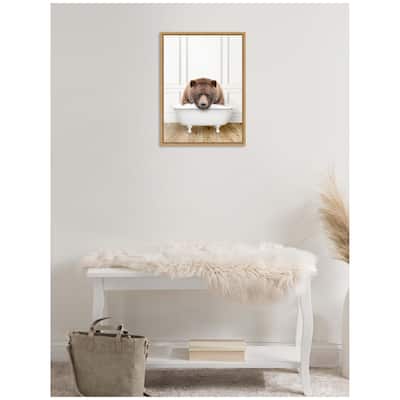 Kate and Laurel Sylvie Big Bear in Traditional Vintage Bathtub Framed Canvas by Amy Peterson