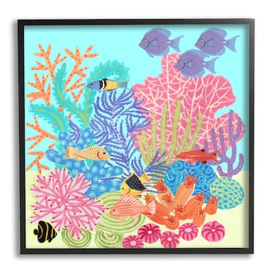 Stupell Bold Coral Reef Underwater Patterned Fish Shapes Framed Wall Art, Design by unknown