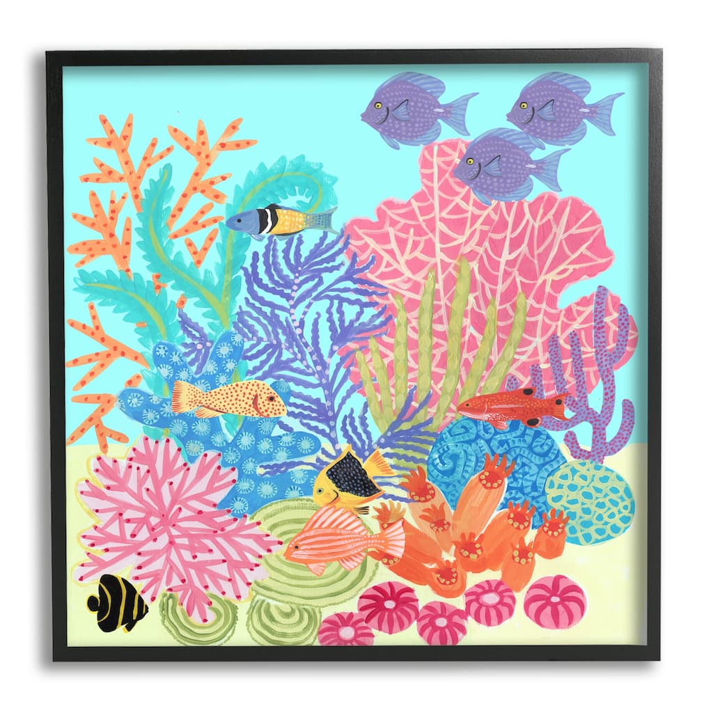 Stupell Bold Coral Reef Underwater Patterned Fish Shapes Framed Wall Art, Design by unknown