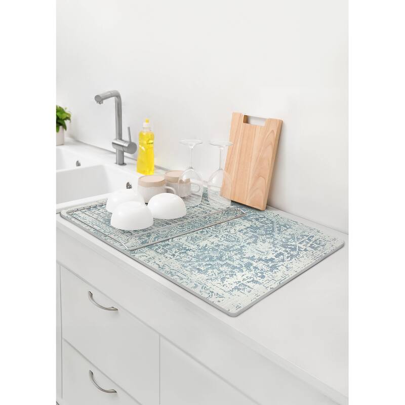 FloorPops Kilim Blue Stone Quick Drying Mat