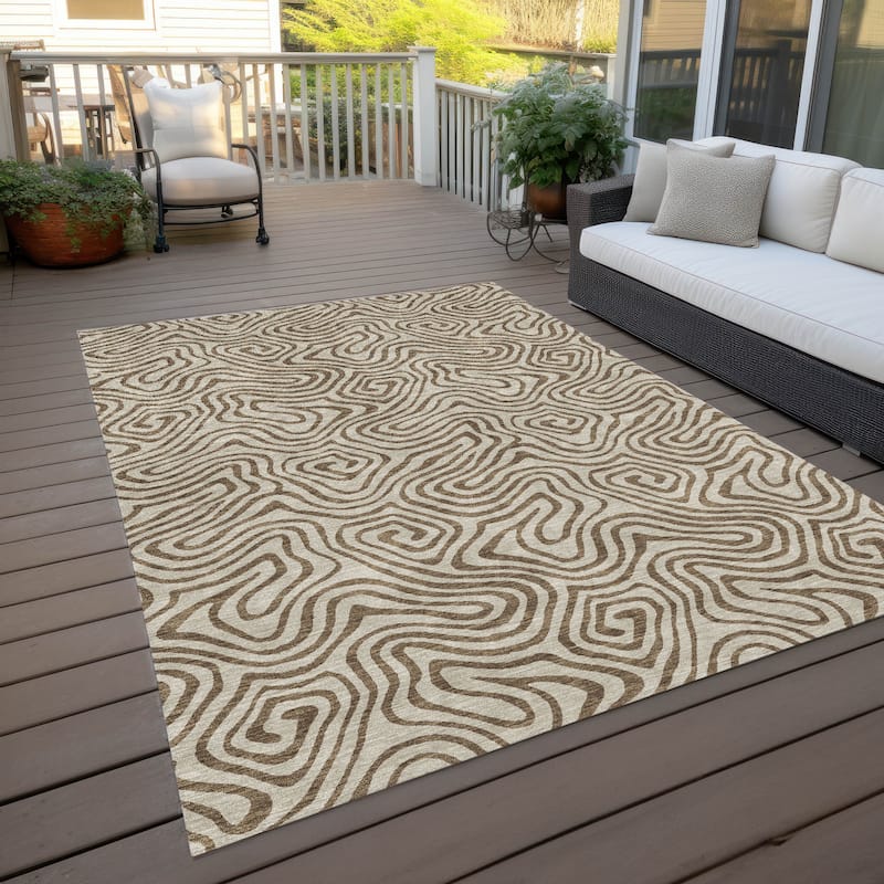 Machine Washable Indoor/ Outdoor Modern Trance Chantille Rug
