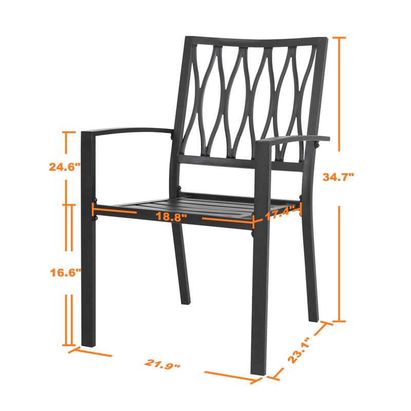 Outdoor 2-Piece Patio Chair Set, Iron Finish, Black