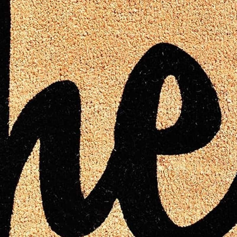HomeRoots 20" X 34" Natural And Black Hello Outdoor Coir Door Mat - 20' X '34