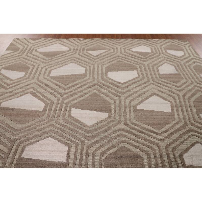 Modern Oriental Area Rug Hand-Knotted Wool Carpet - 9'2" x 11'8"