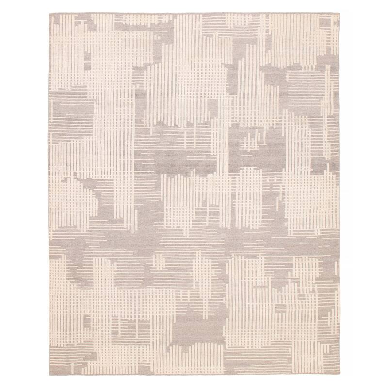 ECARPETGALLERY Hand-knotted Tangier Cream, Dark Grey Wool Rug - 8'0 x 10'4 - Cream/ Dark Grey - 8'0 x 10'4