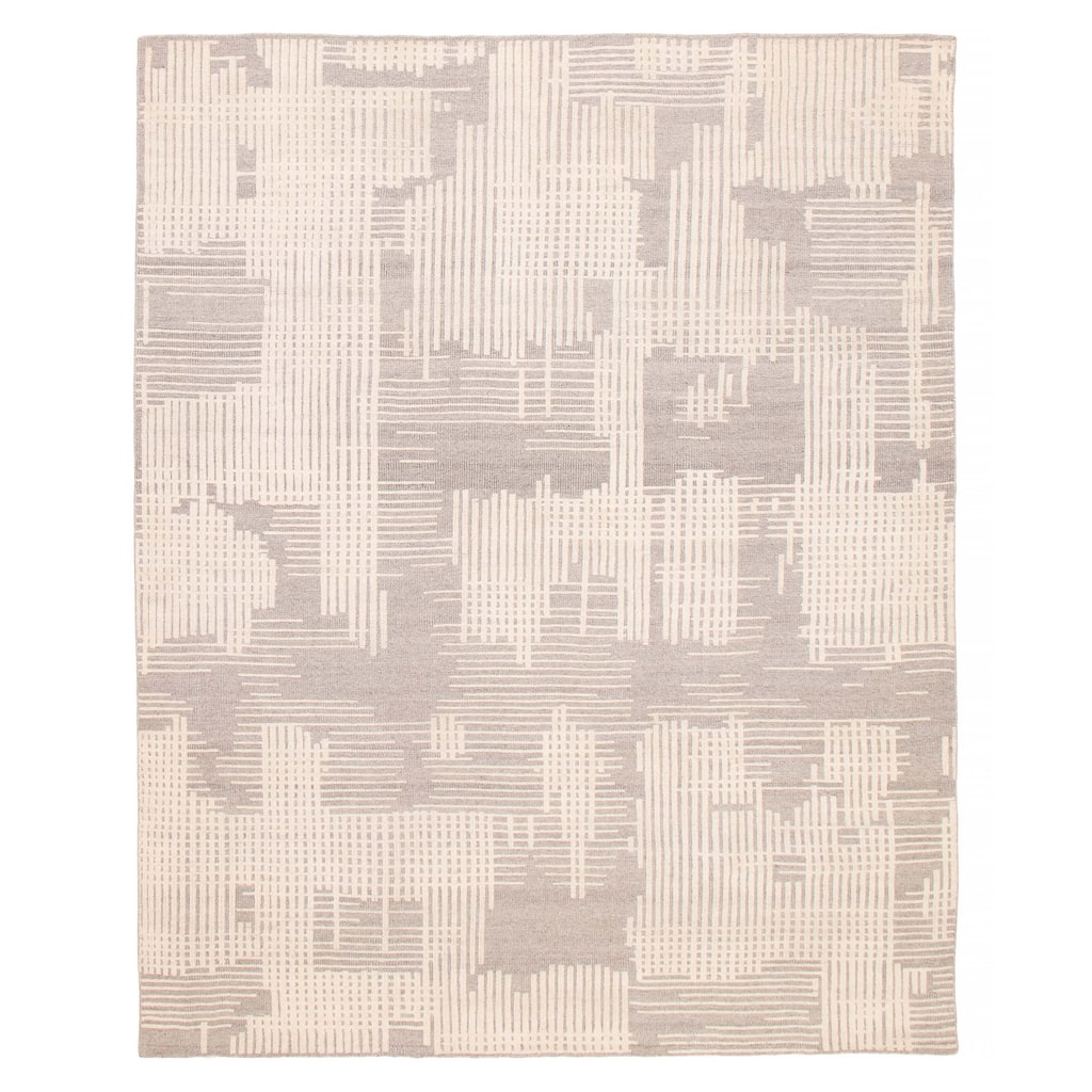 ECARPETGALLERY Hand-knotted Tangier Cream, Dark Grey Wool Rug - 8'0 x 10'4