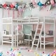 preview thumbnail 17 of 30, Contemporary Wood Twin Size L-Shaped Loft Bed with Ladder and 2 Built-in L-Shaped Desks, 2 Beds in 1, Solid Construction, Gray White