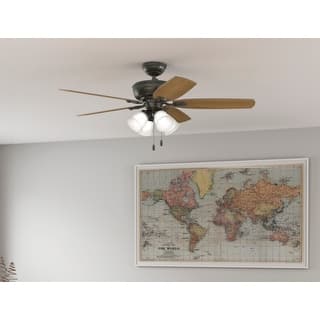 Hunter 52' Amberlin Ceiling Fan with LED Light Kit, Pull Chains - Farmhouse, Transitional, Rustic