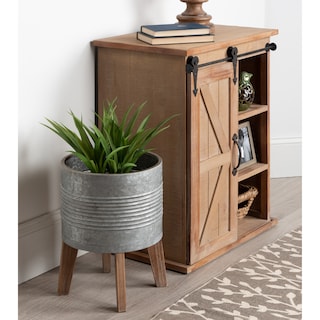 Kate and Laurel Gavri Metal Planter with Wood Stand - 11.25" Diameter