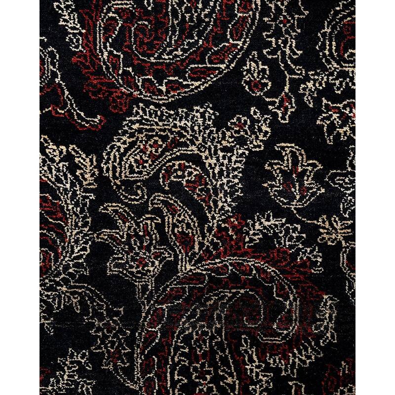 Ikat One-of-a-Kind Hand-Knotted Area Rug, Black - 8' 2" x 10' 3"