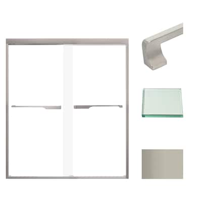 Frederick 59 in. W x 66 in. H Sliding Semi-Frameless Shower Door with Clear Glass - 57.75-59-in W x 66-in H