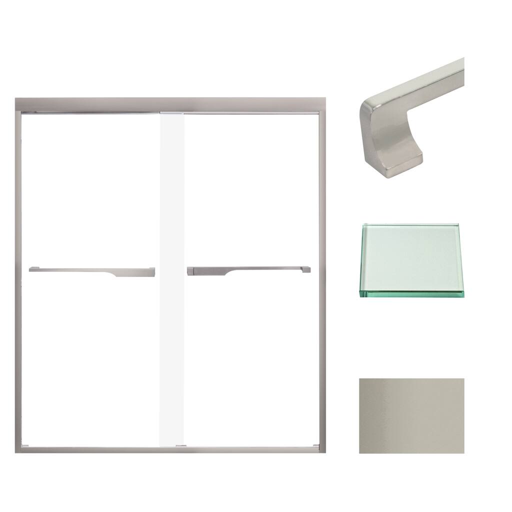 Frederick 59 in. W x 66 in. H Sliding Semi-Frameless Shower Door with Clear Glass - 57.75-59-in W x 66-in H