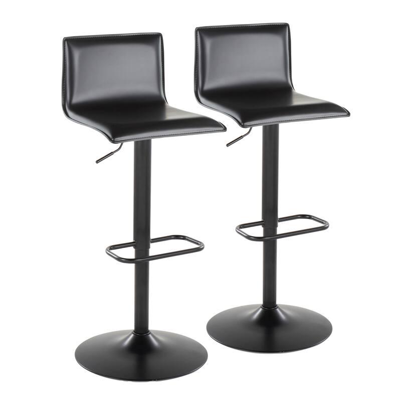 Porch & Den Mara Upholstered Adjustable Bar Stool with Rounded Rectangle Footrest (Set of 2)