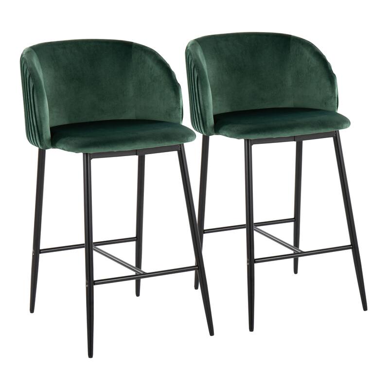 Silver Orchid Pleated Fixed-Height Counter Stool - Set of 2