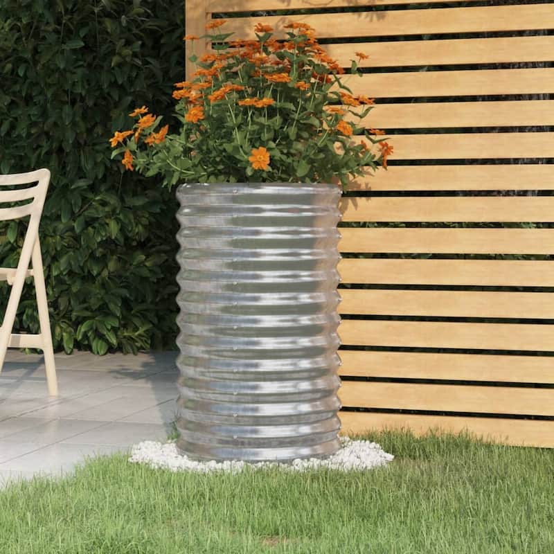 vidaXL Garden Planter Powder-coated Steel Raised Garden Bed Multi Colors/Sizes - 15.7" x 26.8" - Silver