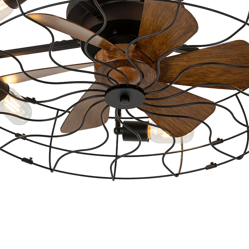 16.5"/19"/20"/23.6" Vintage Distressed White Low Profile Ceiling Fan with Remote (7/6-Blade)