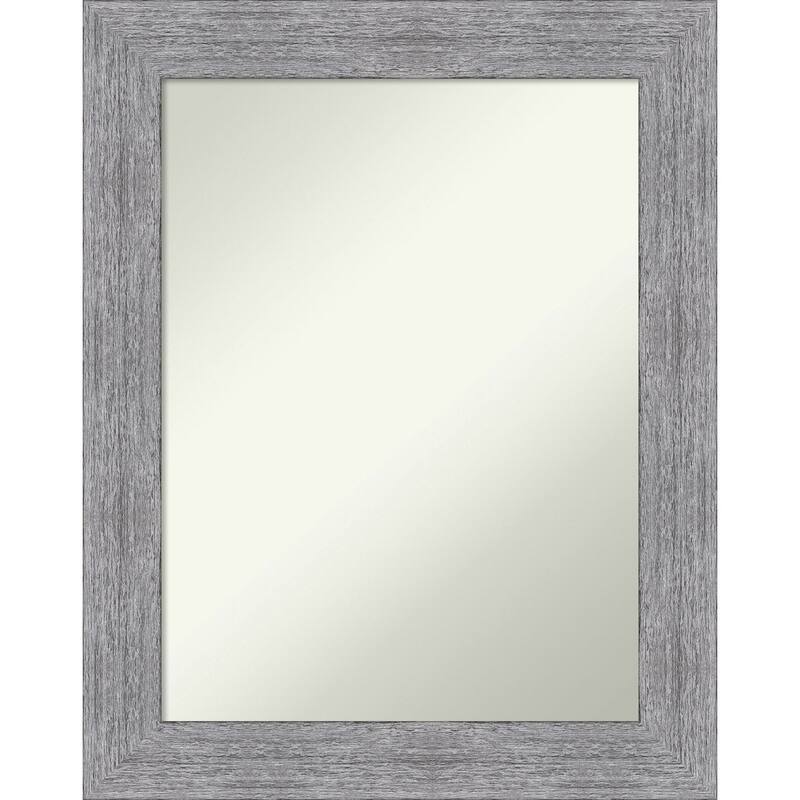 Non-Beveled Bathroom Wall Mirror - Bark Rustic Grey Frame