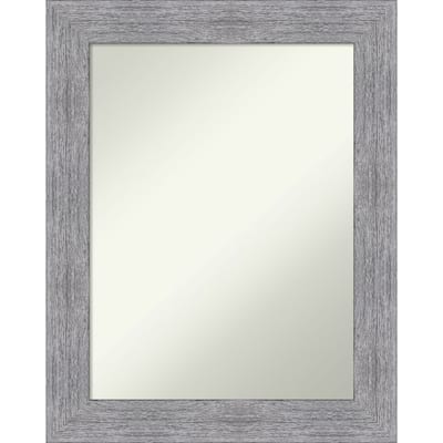 Non-Beveled Bathroom Wall Mirror - Bark Rustic Grey Frame