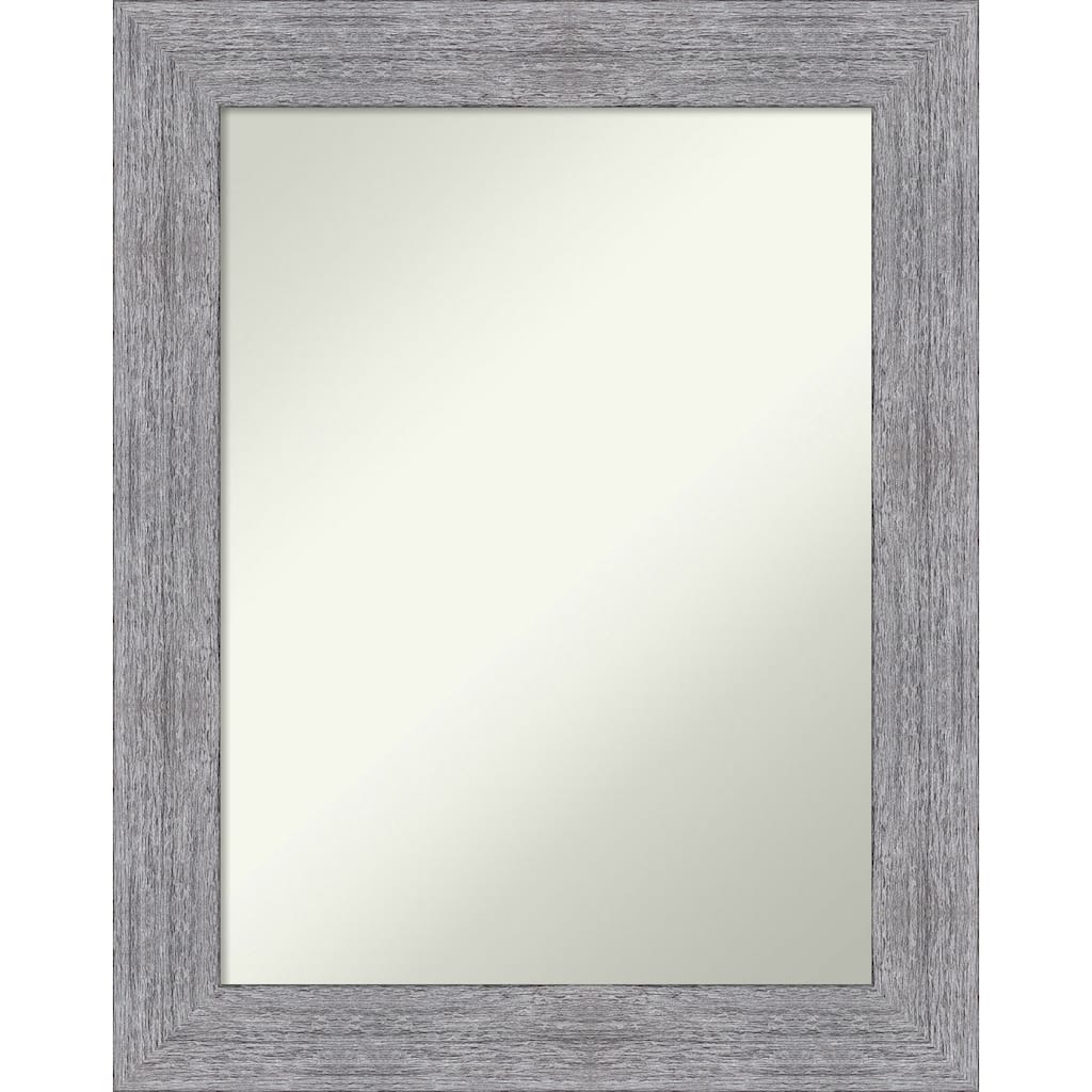 Non-Beveled Bathroom Wall Mirror - Bark Rustic Grey Frame