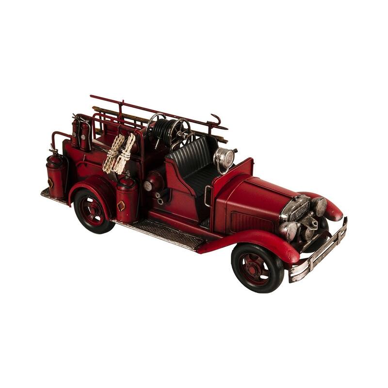 HomeRoots 6" Red Metal Hand Painted Model Car Tabletop Sculpture - 15' X '6' X '5.5