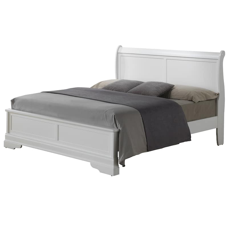 Solid Pine Sleigh Bed Twin Frame - 84" - White