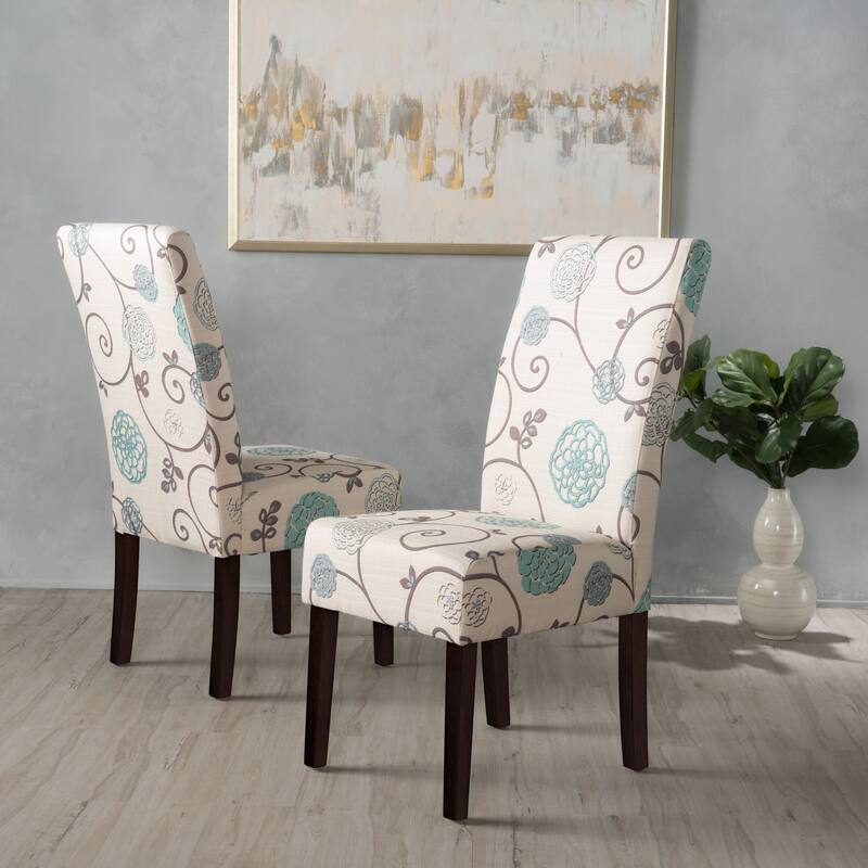 Modern Dining Chair, Simple Dining Chair with Upholstered Cushions and Rubberwood Frame, Suitable for Dining Rooms, Set of 2