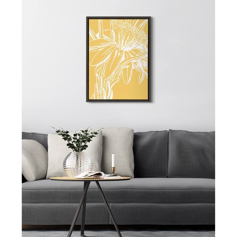 Kate and Laurel Sylvie Flower Framed Canvas by Apricot and Birch