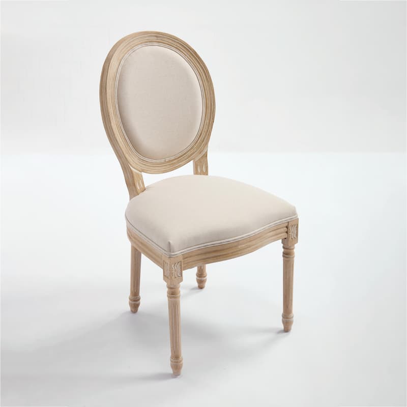 Set of 2 French Country Dining Chairs, Upholstered with Round Back