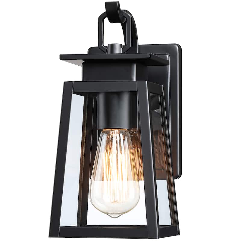 1-Light Exterior Wall Light with Clear Glass - Matte Black