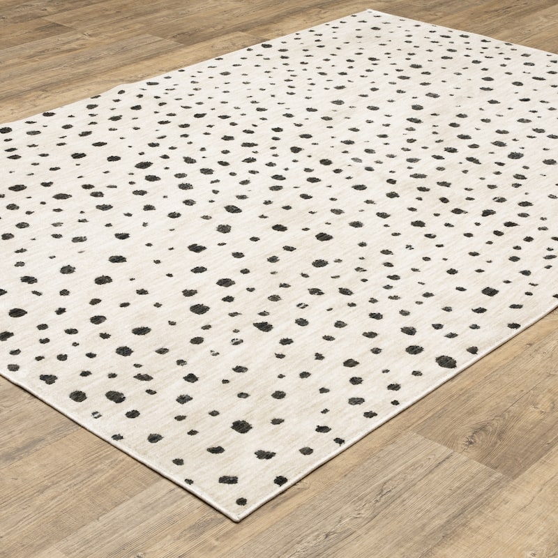 Hansel Abstract Playful Dots Beige/ Black Area Rug