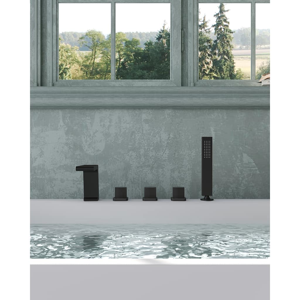 Roman Tub Faucet with Handheld Shower 3-Handle Deck Mount Bathtub Faucet Set