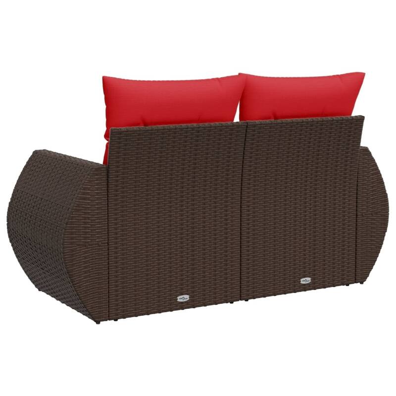 vidaXL Reclining Patio Sofa 2-Seater with Table Loveseat Furniture Poly Rattan - 23.2 x 51.2 x 36.2 in
