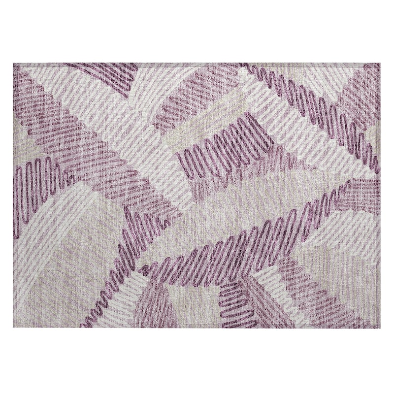 Machine Washable Indoor/ Outdoor Chantille Contemporary Squiggles Rug